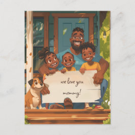 Postal Padre, tres niños y el perro