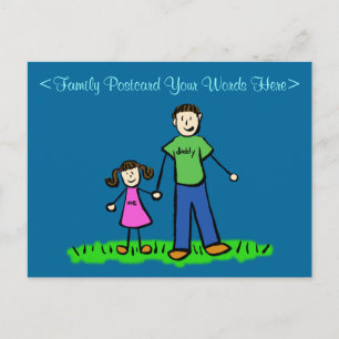 Postal Padres Hijos Familia Personalizado Art Postcard