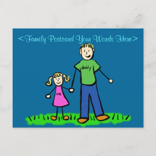 Postal Padres Hijos Familia Personalizado Art Postcard