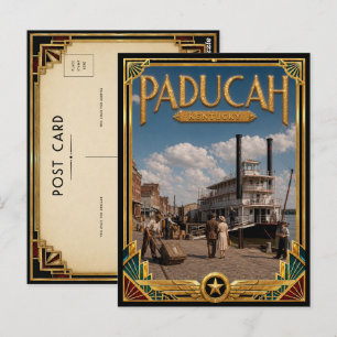 Postal Paducah Kentucky Arte Vintage Deco de la Época Dor