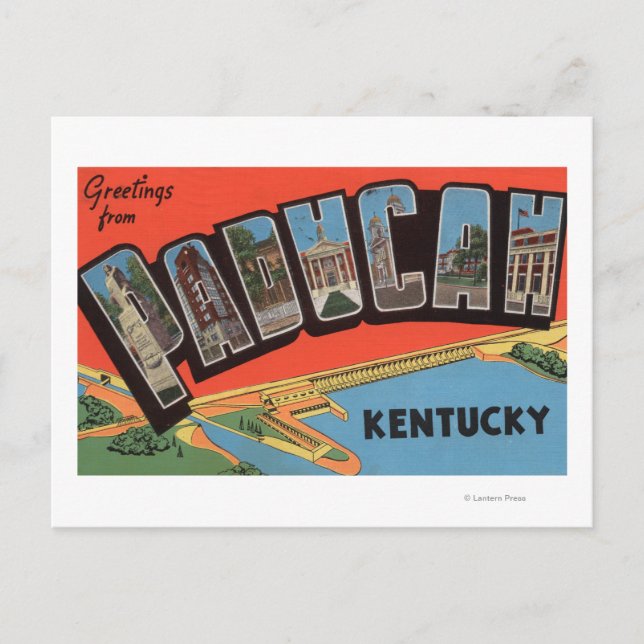 Postal Paducah, Kentucky - Escenas de letras grandes (Anverso)