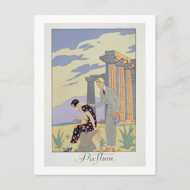 Postal Paestum, 1924 (huella de coro) (Anverso)