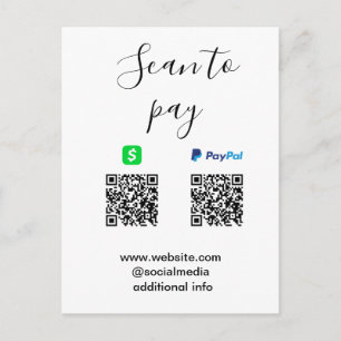 Postal Paga con Paypal Cashapp escanea para pagar QR agre