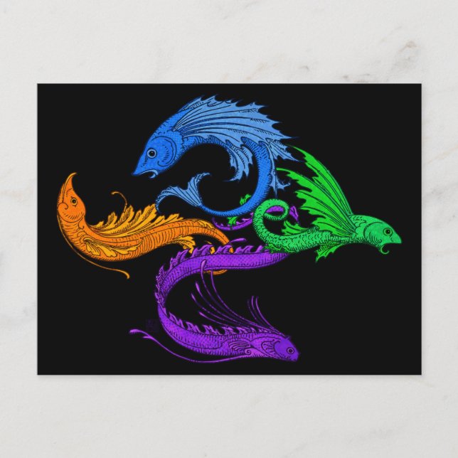 Postal Pagan Flying Fish Earth Fire Water (Anverso)