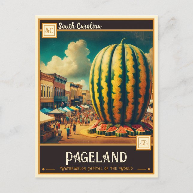 Postal Pageland, Carolina del Sur | Vintage (Anverso)