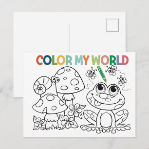 Postal Página Cute Frog and Snail Colour