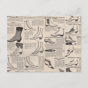 Postal Página de catálogo de zapatos antiguos para damas