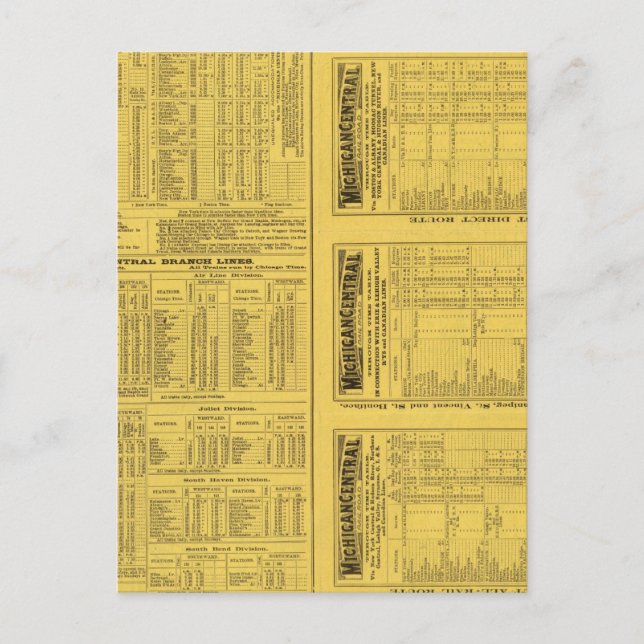 Postal Página de texto Michigan Central Railway (Anverso)