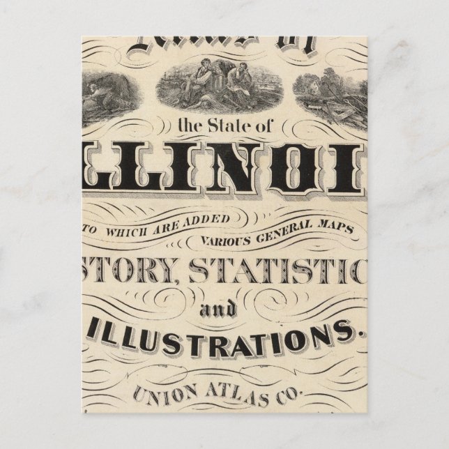 Postal Página de título Atlas del estado de Illinois (Anverso)