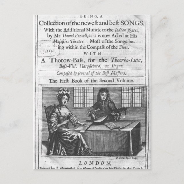 Postal Página de título de 'Deliciae Musicae' (Anverso)