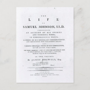 Postal Página de título, de 'La vida de Samuel Johnson'