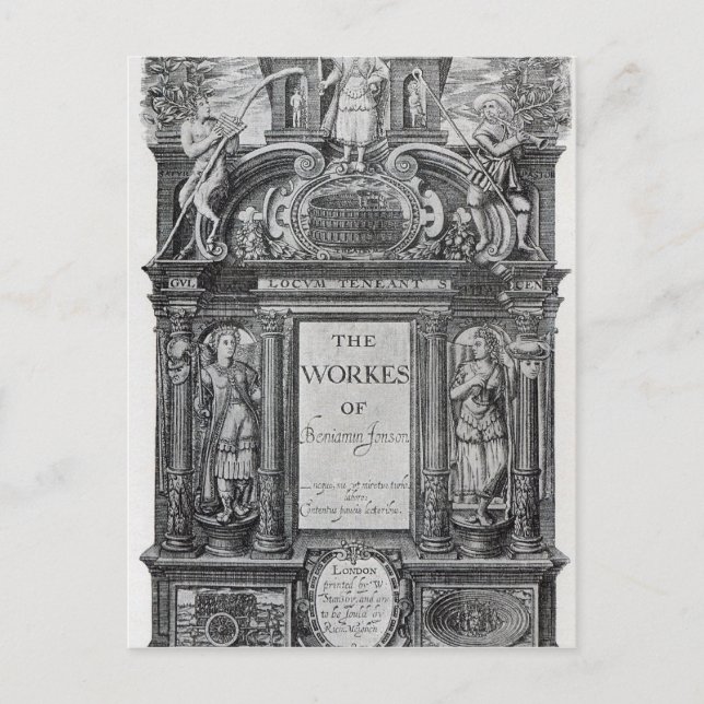 Postal Página de título de 'Las obras de Benjamin Jonson' (Anverso)