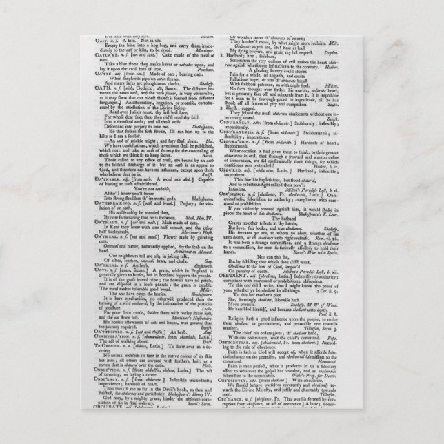 Postal Página de un diccionario (Anverso)