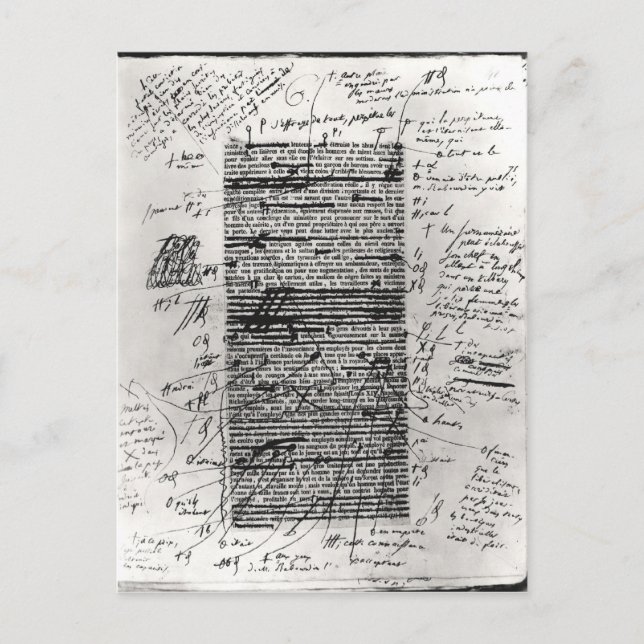 Postal Página de uno de los trabajos de Balzac (Anverso)