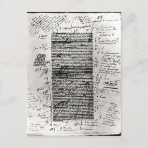 Postal Página de uno de los trabajos de Balzac