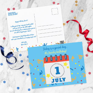 Postal Página del Calendario Celebración de Cumpleaños 1 