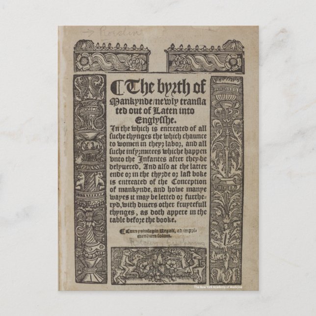 Postal Página Título de manuscrito (Anverso)