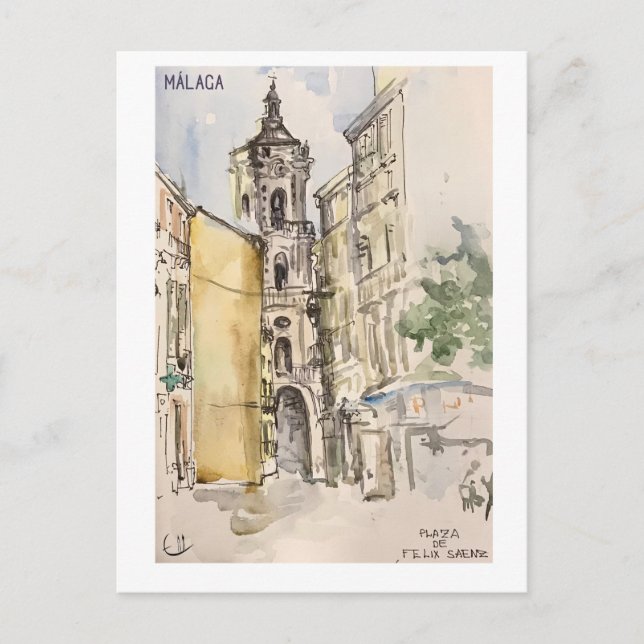 Postal Páginas de Skethchbook. Málaga (Anverso)