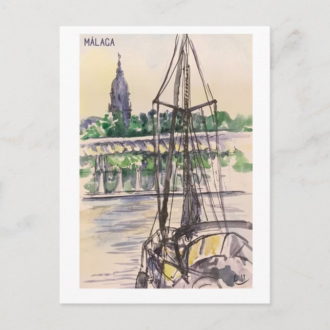 Postal Páginas de Skethchbook. Málaga m22 (Anverso)