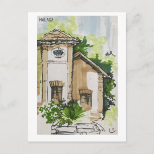 Postal Páginas de Skethchbook. Málaga. Marcadores