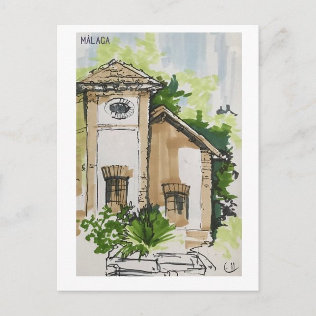 Postal Páginas de Skethchbook Málaga. Marcadores (Anverso)