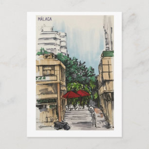Postal Páginas de Skethchbook. Málaga. Marcadores