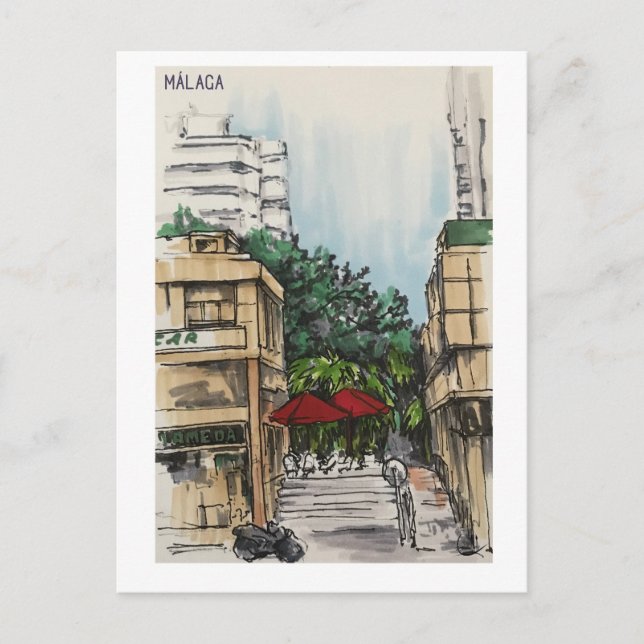 Postal Páginas de Skethchbook Málaga. Marcadores (Anverso)