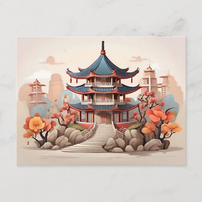 Postal pagoda china tradicional (Anverso)