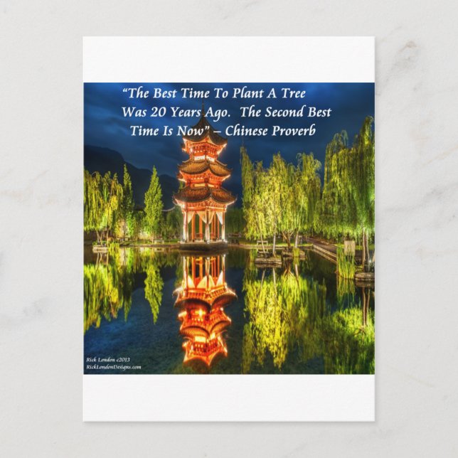 Postal Pagoda China Y Proverbio Natural (Anverso)