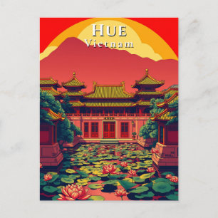Postal Pagoda de Hue Vietnam Viaje Retro