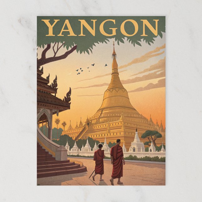 Postal Pagoda de Yangon y retro birmano (Subido por el creador)