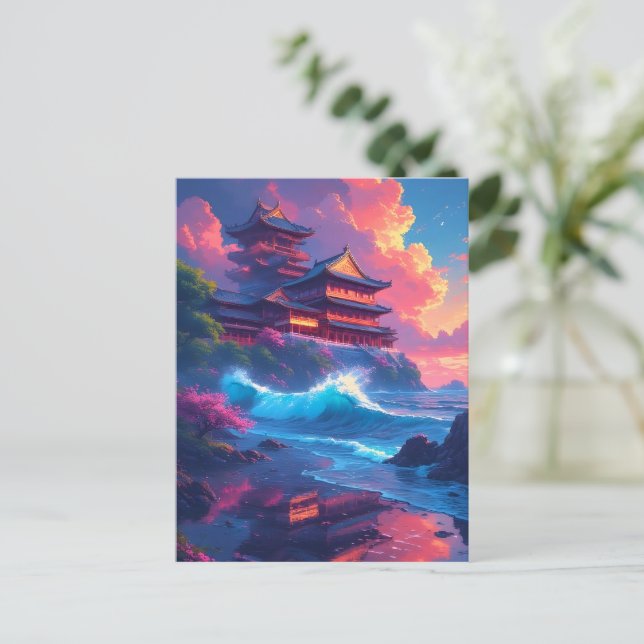 Postal Pagoda Dreamwave junto al mar (Anverso de pie)