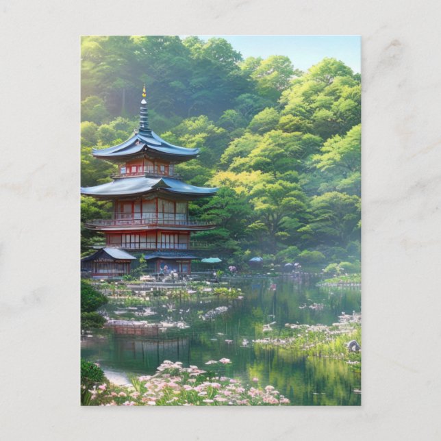 Postal Pagoda en el Jardín Verde (Anverso)