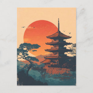 Postal Pagoda japonesa vintage