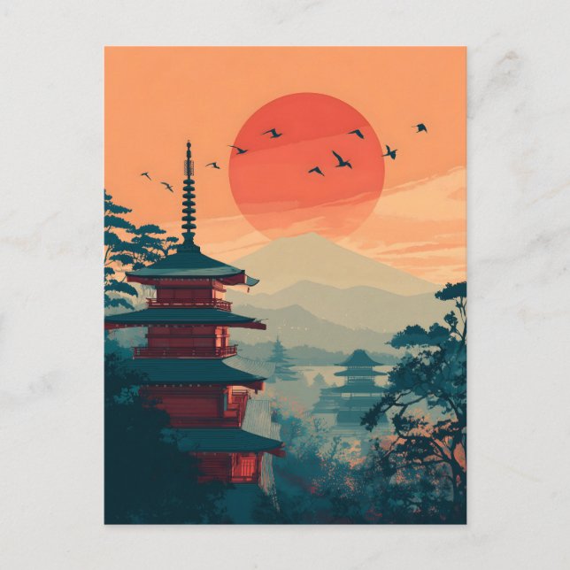 Postal Pagoda Japonesa vintage (Anverso)
