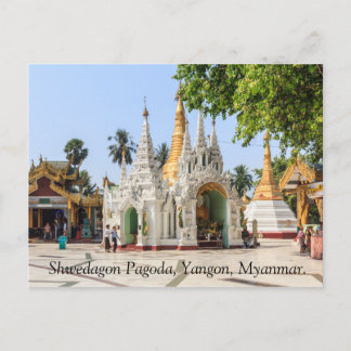 Postal Pagoda Shwedagon, Rangún, Myanmar.