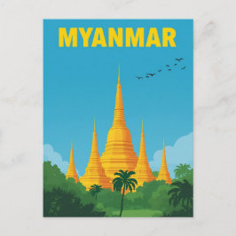 Postal Pagodas doradas de Myanmar