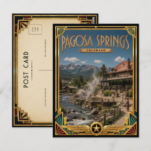 Postal Pagosa Springs Colorado Arte Deco Vintage Dorado