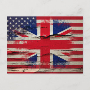 Postal Paint Crackle   Bandera estadounidense británica
