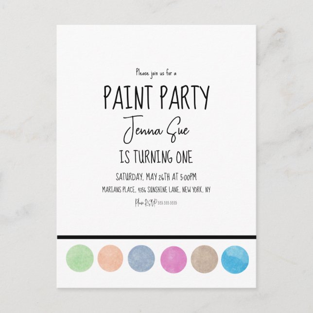 Postal Paint Fiesta Watercolor Palette Art Cumpleaños (Anverso)