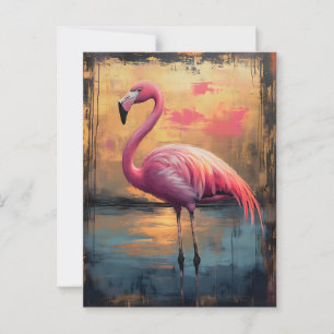 Postal Paint Flamingo Golden Sunset