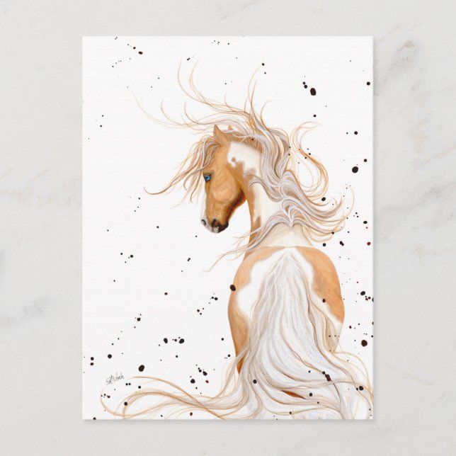 Postal Paint Majestic de Palomino de BiHrLe Postcard (Anverso)
