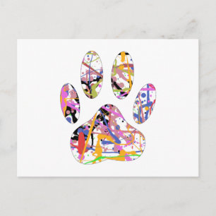 Postal Paint Splatt Dog Paw Print