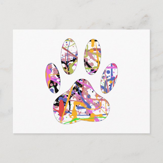 Postal Paint Splatt Dog Paw Print (Anverso)