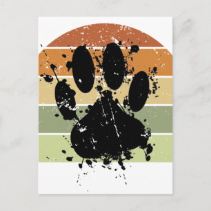 Postal Paint Splatter Dog Paw Retro Sunset