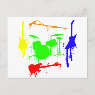 Postal Paint Splatter Instrumentos musicales Banda Graffi