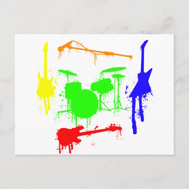 Postal Paint Splatter Instrumentos musicales Banda Graffi (Anverso)
