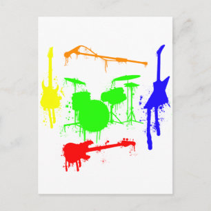 Postal Paint Splatter Instrumentos musicales Banda Graffi