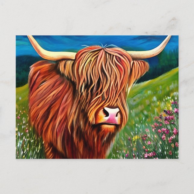 Postal Paintaje de vacas en Highland (Anverso)
