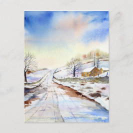 Postal Paintaje paisajístico de color acuático de Wintery